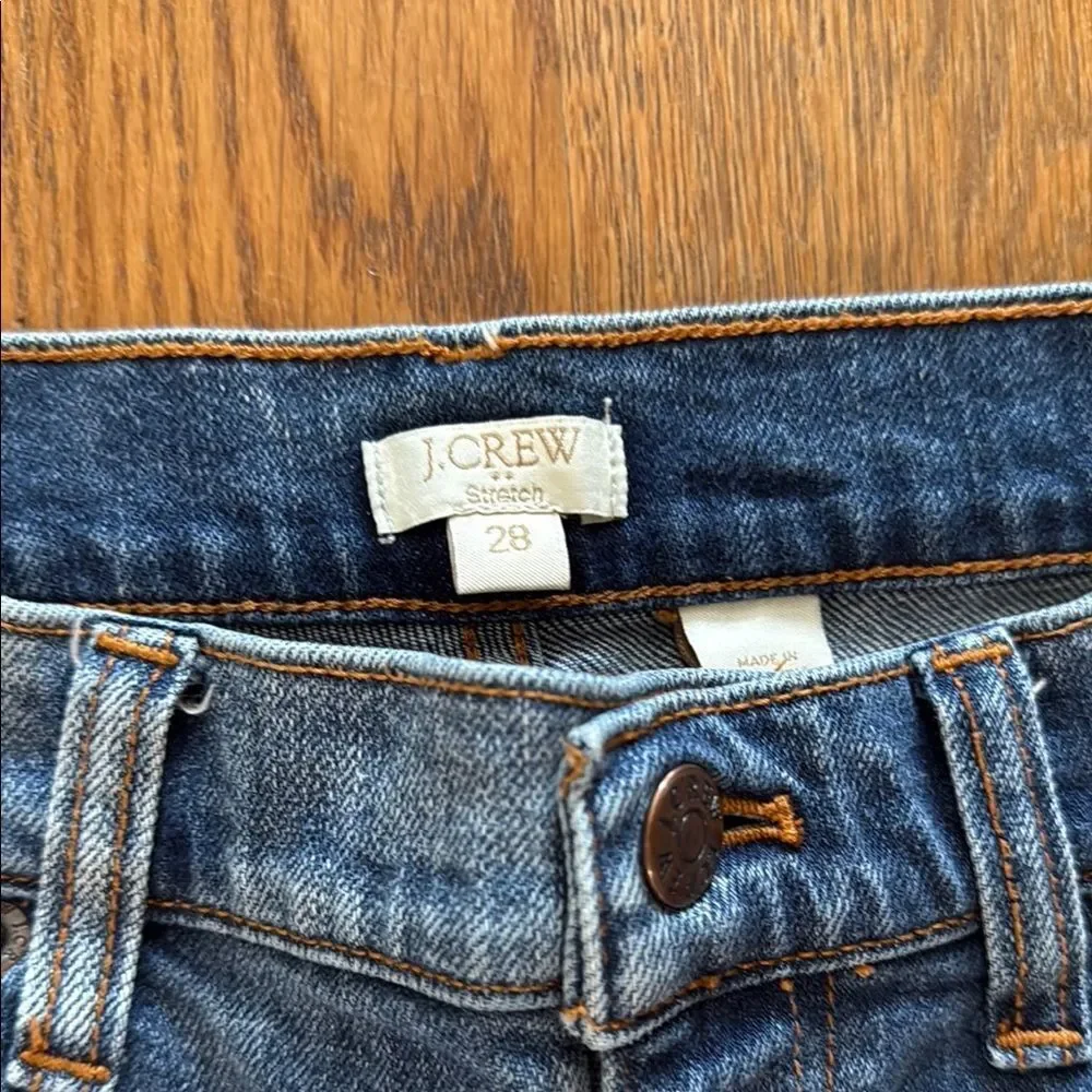 J Crew Distressed Straight Leg Blue Denim Jeans